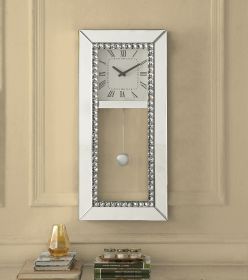 ACME LOTUS Wall Clock, Mirrored & Faux Crystal Diamonds AC00418