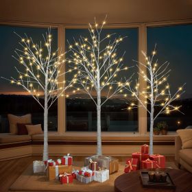 4FT, 5FT, 6FT Artificial Lighted Birch Tree Set of 3 with Warm LED Lights, Christmas, Party Decor