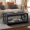 47 Inch Modern Coffee Table with Storage Shelf, Farmhouse Rectangle Living Room Center Table for Small Spaces,Easy Assembly(Antique Black)