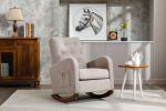 High Back Rocking Chair Nursery Chair .Comfortable Rocker Fabric Padded Seat .Modern High Back Armchair