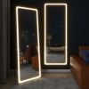 LED aluminum alloy frameless rectangular silver full-length mirror with stand 63 * 20 * 1 inch Bathroom Vanity Mirror for Bedroom Entryway