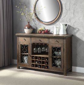 Raphaela Weathered Cherry Finish Server W/Cup Holder & Wine Rack