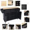 Kitchen Cart with Rubber wood Drop-Leaf Countertop ,Cabinet door internal storage racks