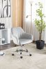 Accent chair Modern home office leisure chair with adjustable velvet height and adjustable casters (LIGHTGRAY)