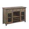 Raphaela Weathered Cherry Finish Server W/Cup Holder & Wine Rack