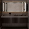 LED frameless rectangular silver full-length mirror with stand 63 * 20 * 1 inch Bathroom Vanity Mirror for Bedroom Entryway, Living/Dressing Room