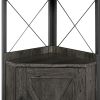 Rustic Corner Shelf 5-Tier with Storage, Bookshelf Stand Storage Rack, Dark Grey