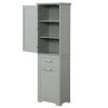 Tall Bathroom Storage Cabinet, Freestanding Storage Cabinet with Two Different Size Drawers and Adjustable Shelf, MDF Board with Painted Finish