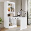 83.4"Tall Bookshelf with Writing Desk, Modern Bookcase with Study Desk, Workstation with Storage Shelf