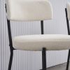 Set of 2 Mid-Century Modern Dining Chairs - Teddy Fabric Upholstered - Curved Back - Metal Frame - Beige | Elegant and Comfortable Kitchen Chairs