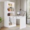 83.4"Tall Bookshelf with Writing Desk, Modern Bookcase with Study Desk, Workstation with Storage Shelf