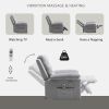 Power Recliner Chair with Adjustable Massage Function, Velvet Electric Power Chair for Elderly with One Side Pockets