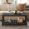 47 Inch Modern Coffee Table with Storage Shelf, Farmhouse Rectangle Living Room Center Table for Small Spaces,Easy Assembly(Antique Black)