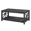 47 Inch Modern Coffee Table with Storage Shelf, Farmhouse Rectangle Living Room Center Table for Small Spaces,Easy Assembly(Antique Black)