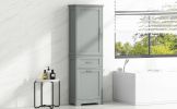 Tall Bathroom Storage Cabinet, Freestanding Storage Cabinet with Two Different Size Drawers and Adjustable Shelf, MDF Board with Painted Finish