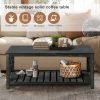 47 Inch Modern Coffee Table with Storage Shelf, Farmhouse Rectangle Living Room Center Table for Small Spaces,Easy Assembly(Antique Black)