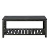 47 Inch Modern Coffee Table with Storage Shelf, Farmhouse Rectangle Living Room Center Table for Small Spaces,Easy Assembly(Antique Black)