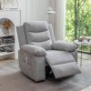 Power Recliner Chair with Adjustable Massage Function, Velvet Electric Power Chair for Elderly with One Side Pockets