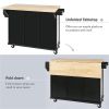 Kitchen Cart with Rubber wood Drop-Leaf Countertop ,Cabinet door internal storage racks