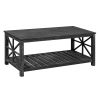 47 Inch Modern Coffee Table with Storage Shelf, Farmhouse Rectangle Living Room Center Table for Small Spaces,Easy Assembly(Antique Black)