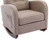 High Back Rocking Chair Nursery Chair .Comfortable Rocker Fabric Padded Seat .Modern High Back Armchair