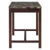 TREXM 3-Piece Modern Faux Marble Versatile Bar Table Set with Storage Drawers and Padded Stools