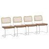 Set of 4, Leather Dining Chair with High-Density Sponge, Rattan Chair for Dining room, Living room, Bedroom, Brown