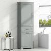 Tall Bathroom Storage Cabinet, Freestanding Storage Cabinet with Two Different Size Drawers and Adjustable Shelf, MDF Board with Painted Finish