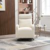 JiaDa Upholstered Swivel Glider.Rocking Chair for Nursery in White Teddy.Modern Style One Left Bag