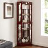 6 Shelf Corner Curio Display Cabinet with Lights, Mirrors and Adjustable Shelves, (E26 light bulb not included)