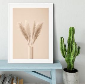 Pampas Grass Beige 11 Framed Print (Color: Black, size: 48" x 32" / 120cm x 80cm (approx))