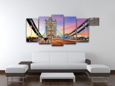 Tower bridge Motion 5 Split Panel Canvas (Type: Standard Framed Canvas Print (Split-Panel), size: 84" x 40" / 214cm x 100cm (Approx))