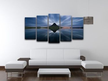 A Night At Kirkjufell 5 Split Panel Canvas (Type: Standard Framed Canvas Print (Split-Panel), size: 84" x 40" / 214cm x 100cm (Approx))