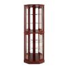 6 Shelf Corner Curio Display Cabinet with Lights, Mirrors and Adjustable Shelves, (E26 light bulb not included)